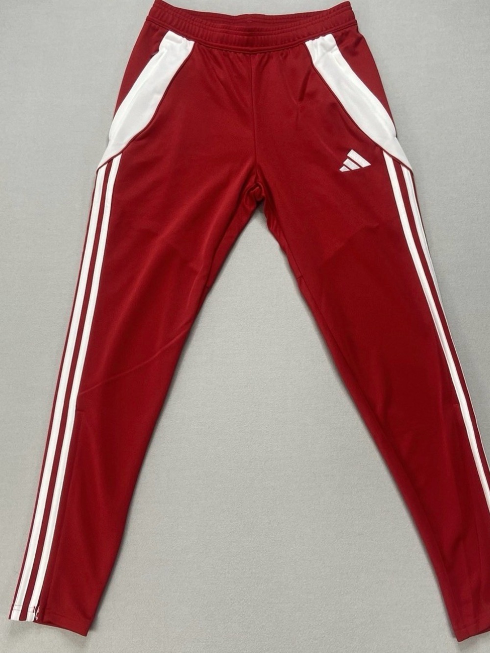 adidas man Red Track Pants with White Stripes